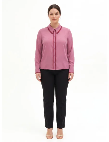 Curvy Shirt in Matt Satin with Contrast Details – Rinascimento Curvy