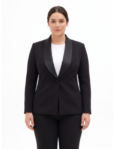 Giacca Blazer Curvy Sfiancata In Scuba Crepe Con Collo A Scialle In Raso Rinascimento Curvy