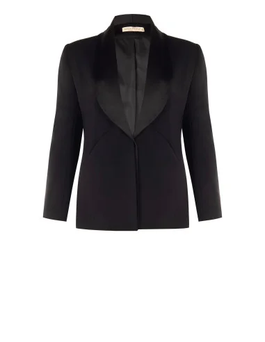 Giacca Blazer Curvy Sfiancata In Scuba Crepe Con Collo A Scialle In Raso Rinascimento Curvy