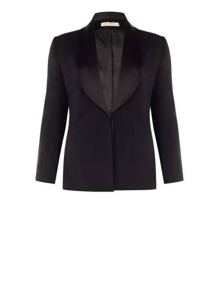 Giacca Blazer Curvy Sfiancata In Scuba Crepe Con Collo A Scialle In Raso Rinascimento Curvy