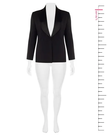 Curvy Fitted Scuba Crepe Blazer Jacket with a Satin Shawl Collar by Rinascimento Curvy