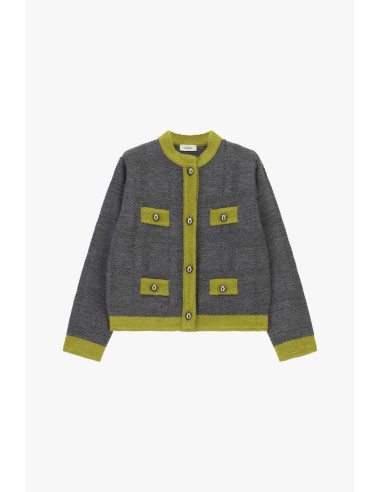 Cardigan Corto Con Motivo Geometrico E Quattro Tasche Dixie