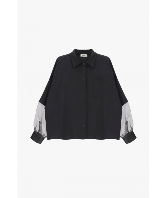 Camicia Over Con Maniche Trasparenti E Tasca Dixie