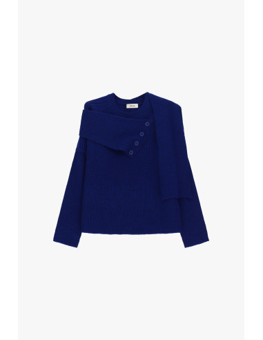 Maglione Girocollo Con Sciarpa Abbottonata Dixie