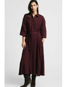 Vestito Lungo Con Cintura E Bottoni Frontali Please