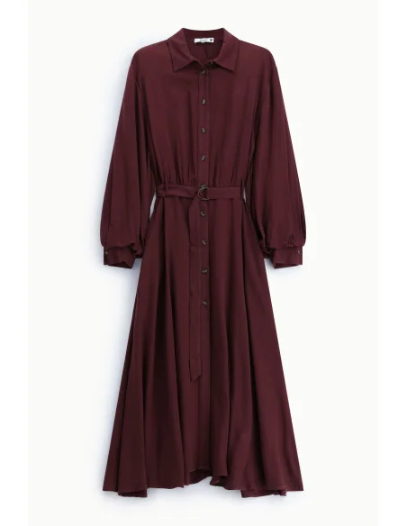 Vestito Lungo Con Cintura E Bottoni Frontali Please