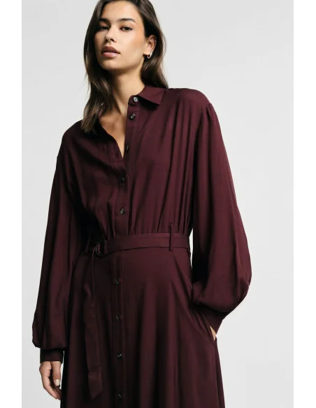 Vestito Lungo Con Cintura E Bottoni Frontali Please