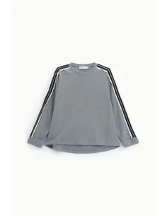 Please Crew-neck Sweatshirt with Stripes on the Sleeves 2