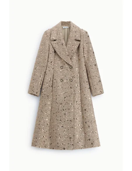 Cappotto Doppiopetto Con Paillettes E Revers Ampi Please