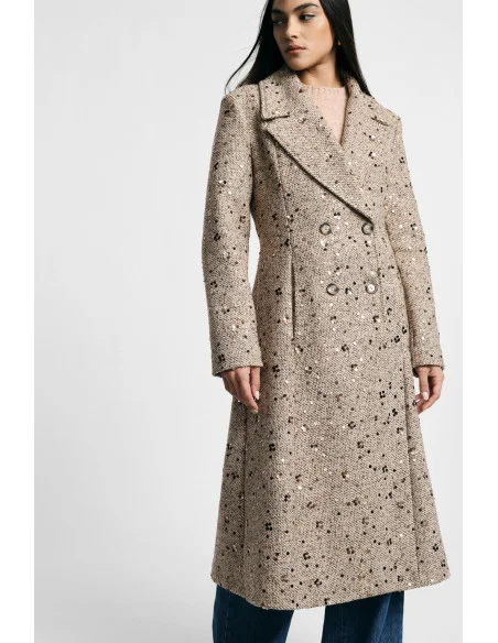 Cappotto Doppiopetto Con Paillettes E Revers Ampi Please