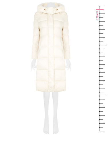 Rinascimento Long Down Jacket with Hood and Removable Faux Fur Trim