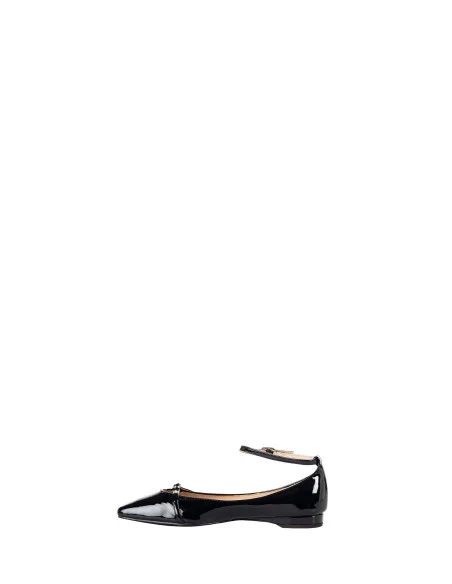 Rinascimento Glossy Patent Leather Ballet Flats with Ankle Strap