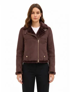 Veste de motard courte en simili-mouton « Rinascimento »