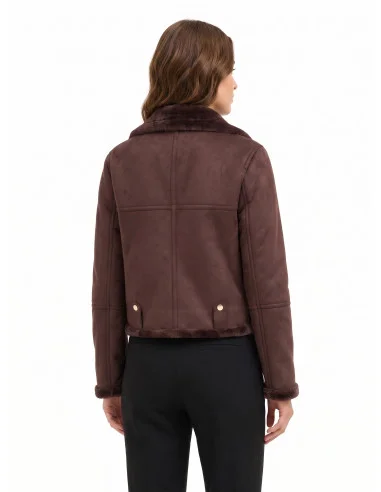Veste de motard courte en simili-mouton « Rinascimento »