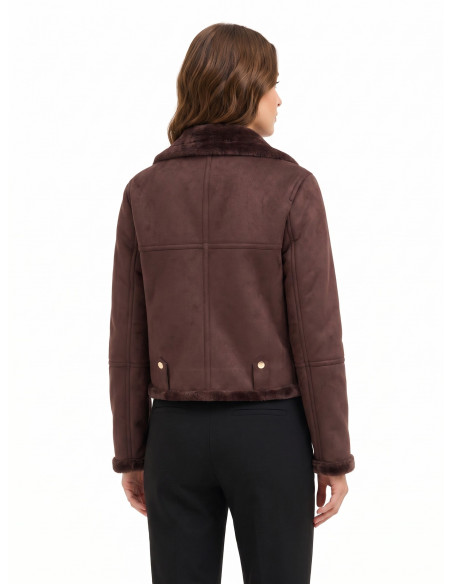 Veste de motard courte en simili-mouton « Rinascimento »