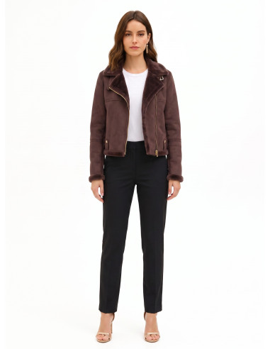 Rinascimento Short Faux Sheepskin Biker Jacket