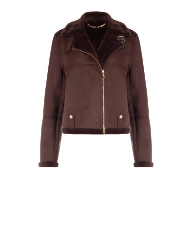 Rinascimento Short Faux Sheepskin Biker Jacket