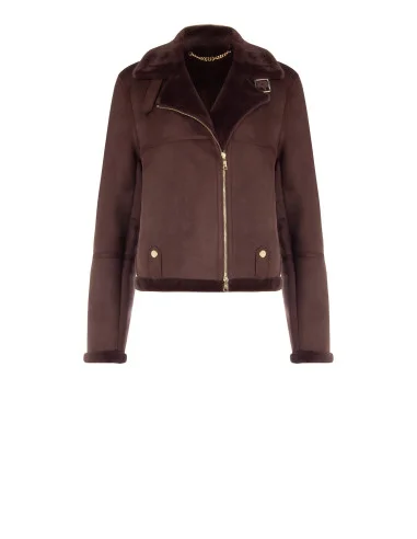 Veste de motard courte en simili-mouton « Rinascimento »