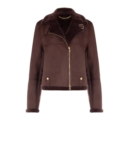 Rinascimento Short Faux Sheepskin Biker Jacket