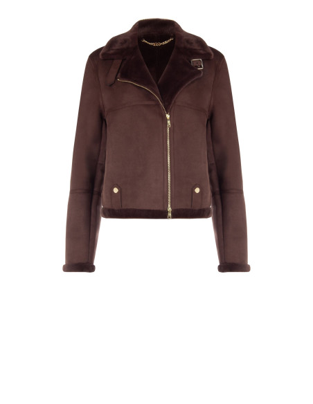 Veste de motard courte en simili-mouton « Rinascimento »
