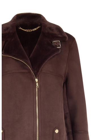 Rinascimento Short Faux Sheepskin Biker Jacket