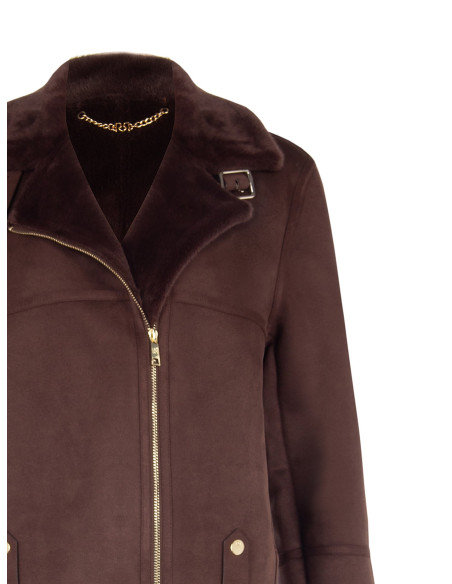 Rinascimento Short Faux Sheepskin Biker Jacket