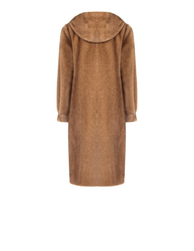 Long coat with a hood in soft faux fur and in-seam pockets by Rinascimento
