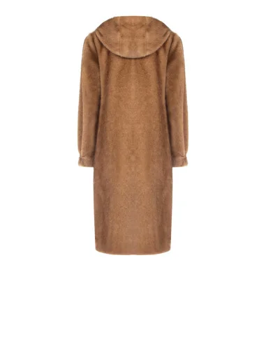 Manteau long à capuche en fourrure synthétique douce et poches passepoilées « Rinascimento »