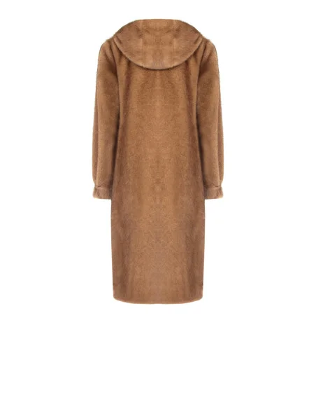 Cappotto Lungo Con Cappuccio In Morbida Pelliccia Sintetica E Tasche A Filo Rinascimento