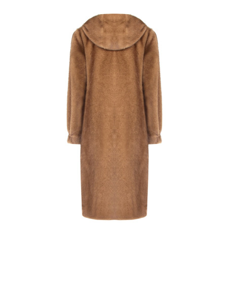 Long coat with a hood in soft faux fur and in-seam pockets by Rinascimento