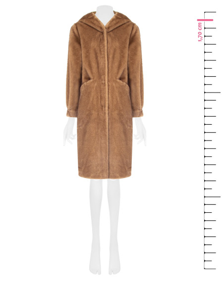 Manteau long à capuche en fourrure synthétique douce et poches passepoilées « Rinascimento »