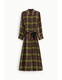 Dixie Long Checked Dress with Scarf Belt 2