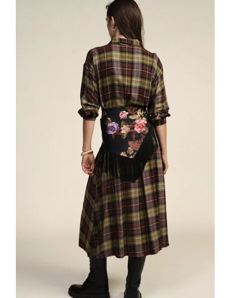 Robe longue à carreaux avec ceinture foulard Dixie