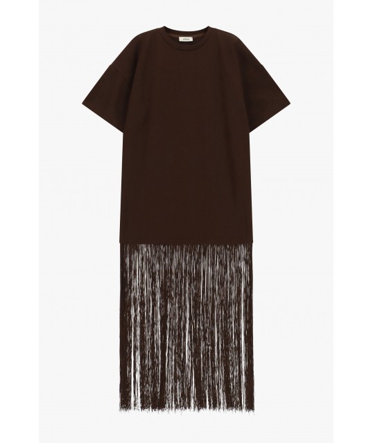Dixie Long T-Shirt Dress with Decorative Fringes