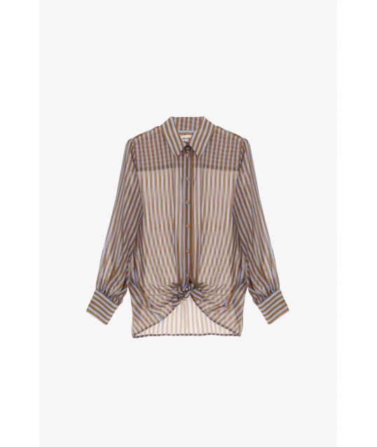 Camicia A Righe Con Nodo Frontale E Maniche Ampie Dixie