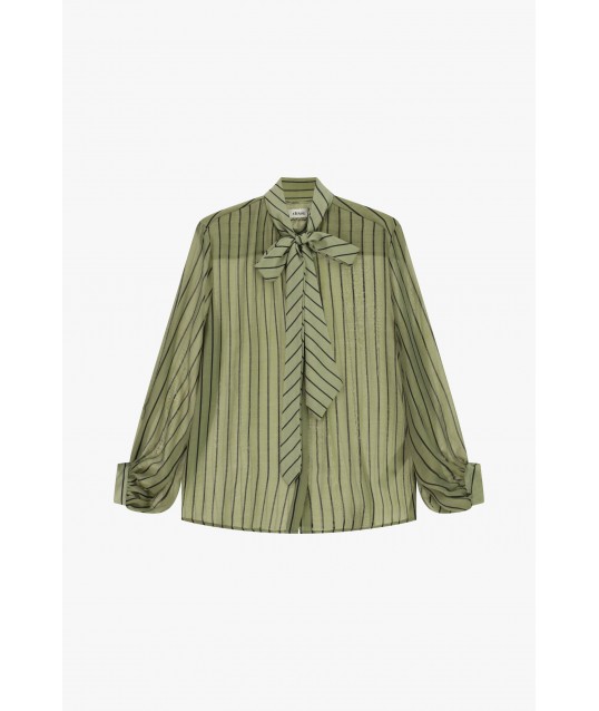 Dixie Striped Shirt with Bow and Wide Sleeves
