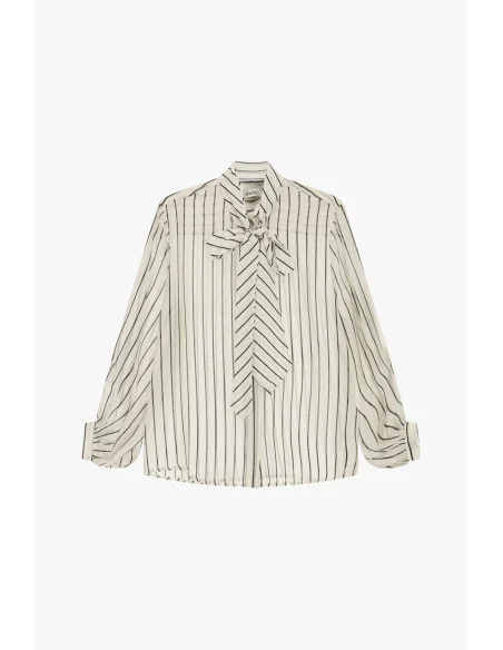 Dixie Striped Shirt with Bow and Wide Sleeves
