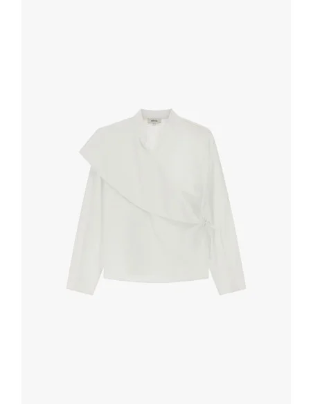 Dixie Asymmetrical Blouse with Long Sleeves and Side Knot