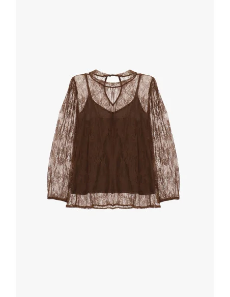 Dixie Sheer Lace Long-Sleeved Top
