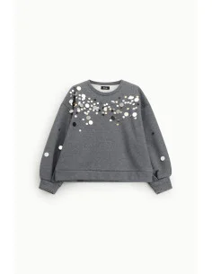 Dixie Oversized Sweatshirt with Round Mirror-Effect Appliques