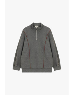 Sweat sans capuche à fermeture éclair et coutures contrastées Dixie