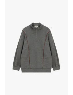 Sweat sans capuche à fermeture éclair et coutures contrastées Dixie