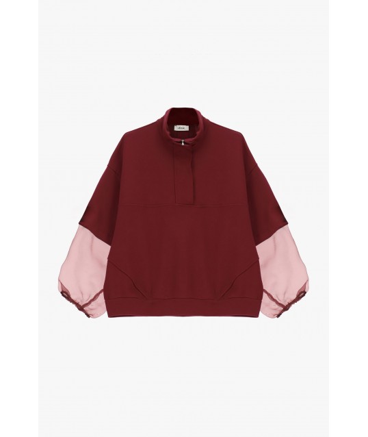 Felpa Con Maniche A Palloncino Trasparenti E Zip Dixie