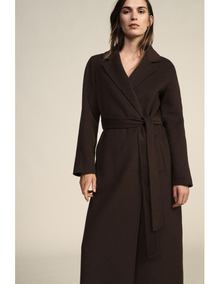 Cappotto Lungo Con Cintura Abbinata E Revers Dixie