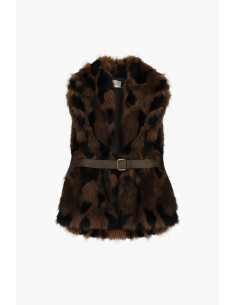 Gilet Eco-Pelliccia Maculato Con Cintura Dixie
