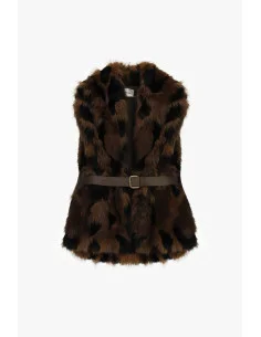 Gilet en fausse fourrure tachetée avec ceinture Dixie
