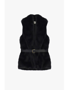 Dixie Sleeveless Faux Fur Jacket with Adjustable Belt