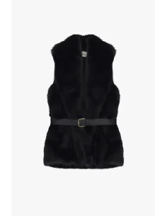 Dixie Sleeveless Faux Fur Jacket with Adjustable Belt