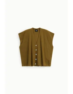 Pull sans manches à boutons et encolure en V en forme de « X » 2