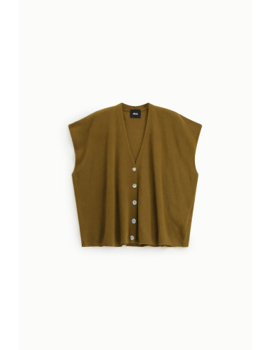 Pull sans manches à boutons et encolure en V en forme de « X »